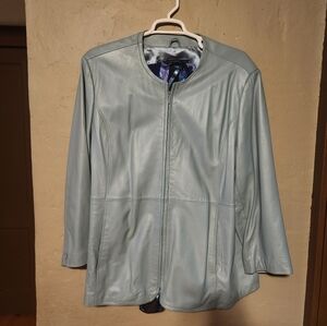 Like New Terry Lewis 100% Genuine Leather Blue Size 3X Jacket